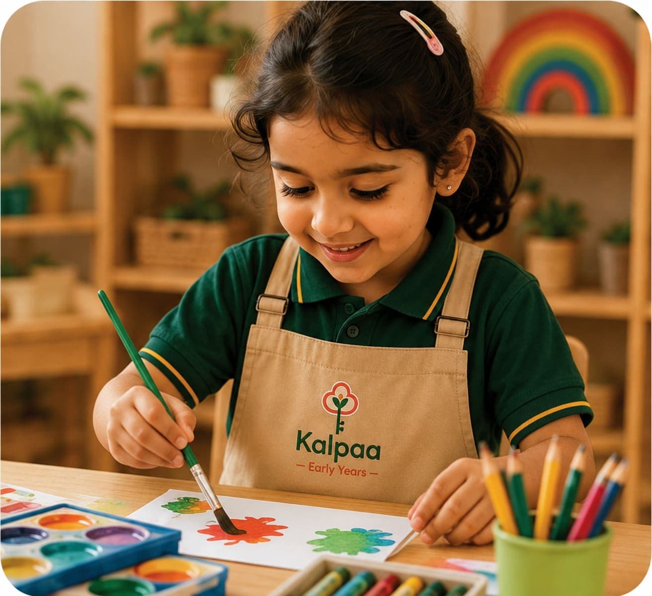 A child painting with a brush