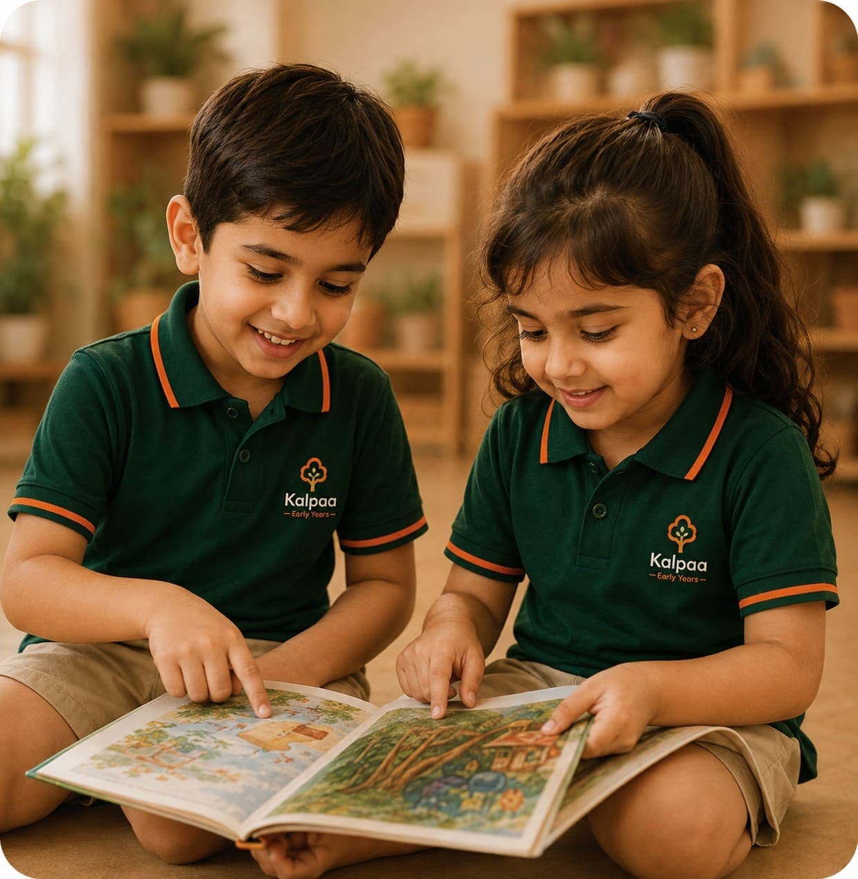 Two children sharing a picture book