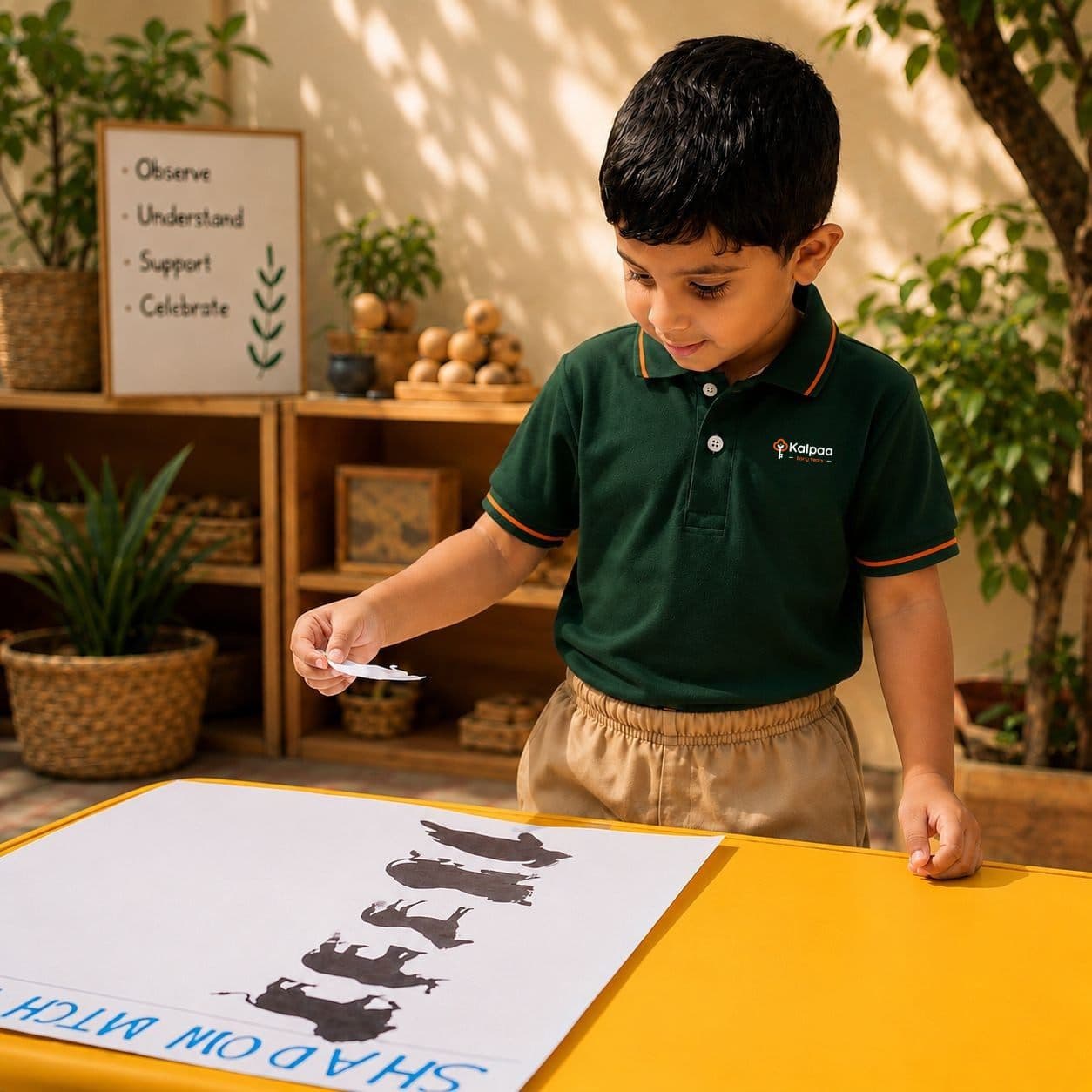 A Kalpaa child painting, absorbed in her work